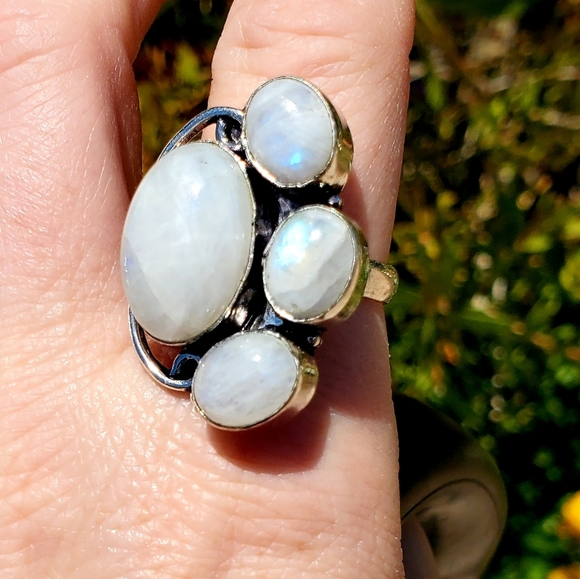 New Rainbow Moonstone 925 Silver Ring. - Picture 4 of 8